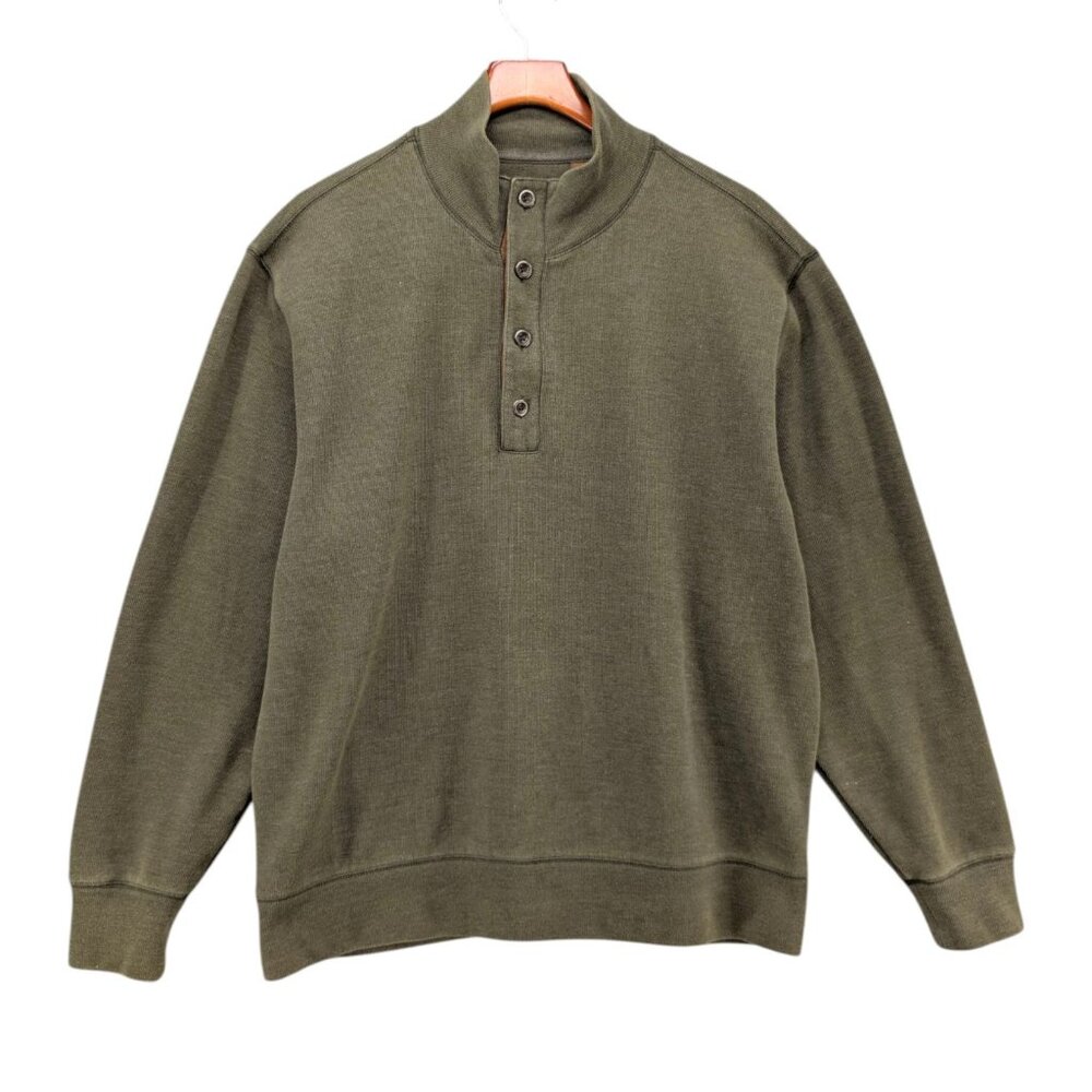 Clear Water Outfitters 1/4 Zip Sweater Mens Olive Green Elbow Pads Size XL